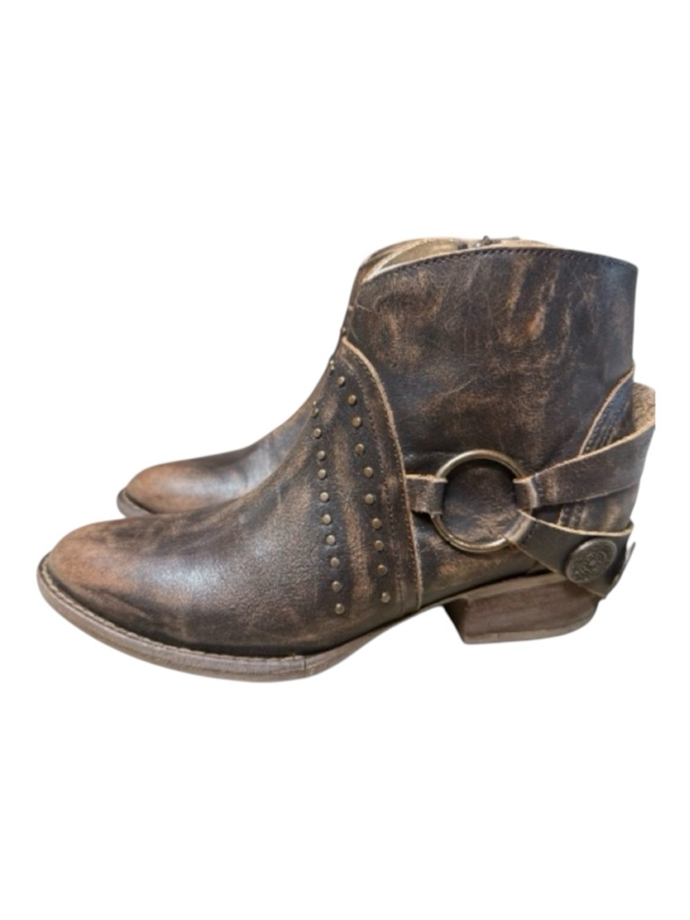Circle G By Corral Women's LD Harness & Studs Western Ankle Boots Chocolate 8.5 - Picture 2 of 13